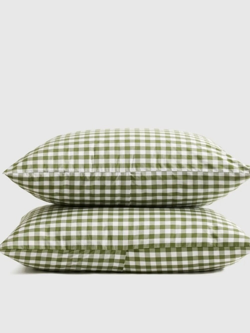 Quince Organic Cotton Percale Olive Gingham Standard Shams! Set Of 2 (Z3)